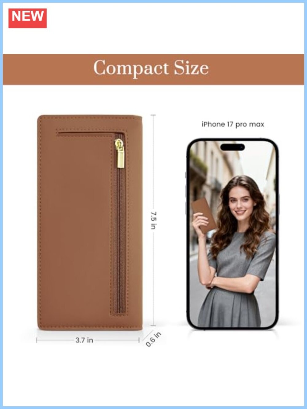 Slim RFID Blocking Wallet for Women - Minimalist Faux Leather Card Holder with - Picture 2 of 5